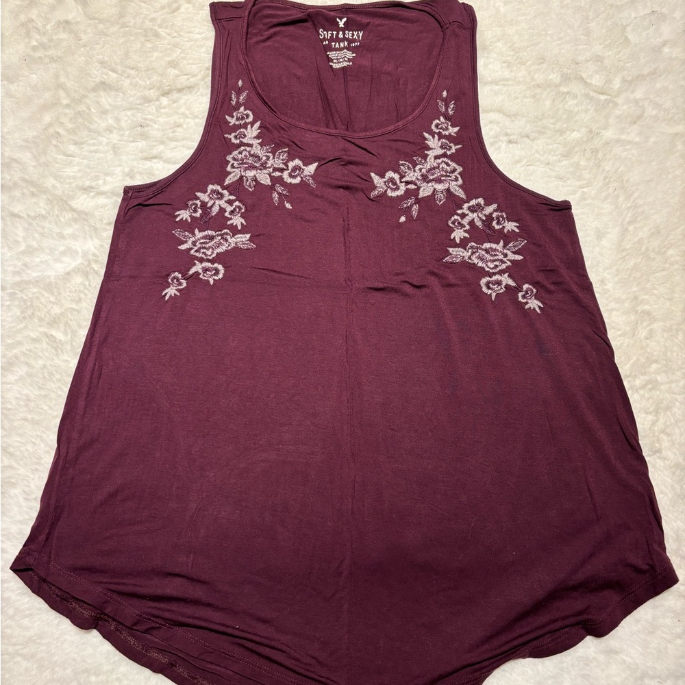 American Eagle Outfitters Floral Embroidered Tank Top